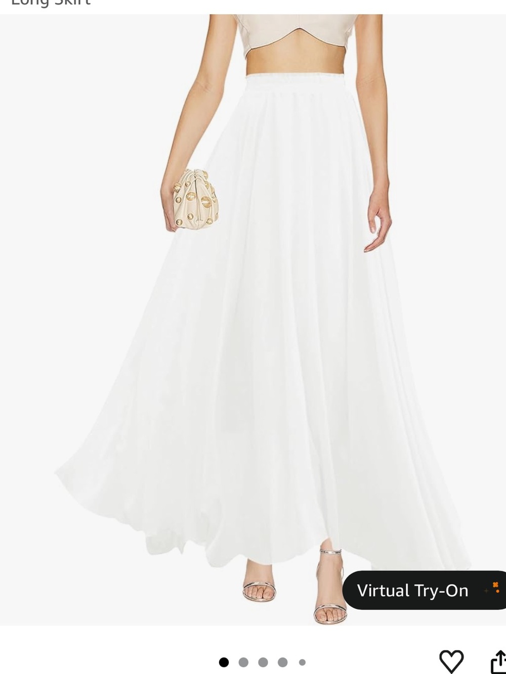 Amazon White Flowy Chiffon Maxi Skirt